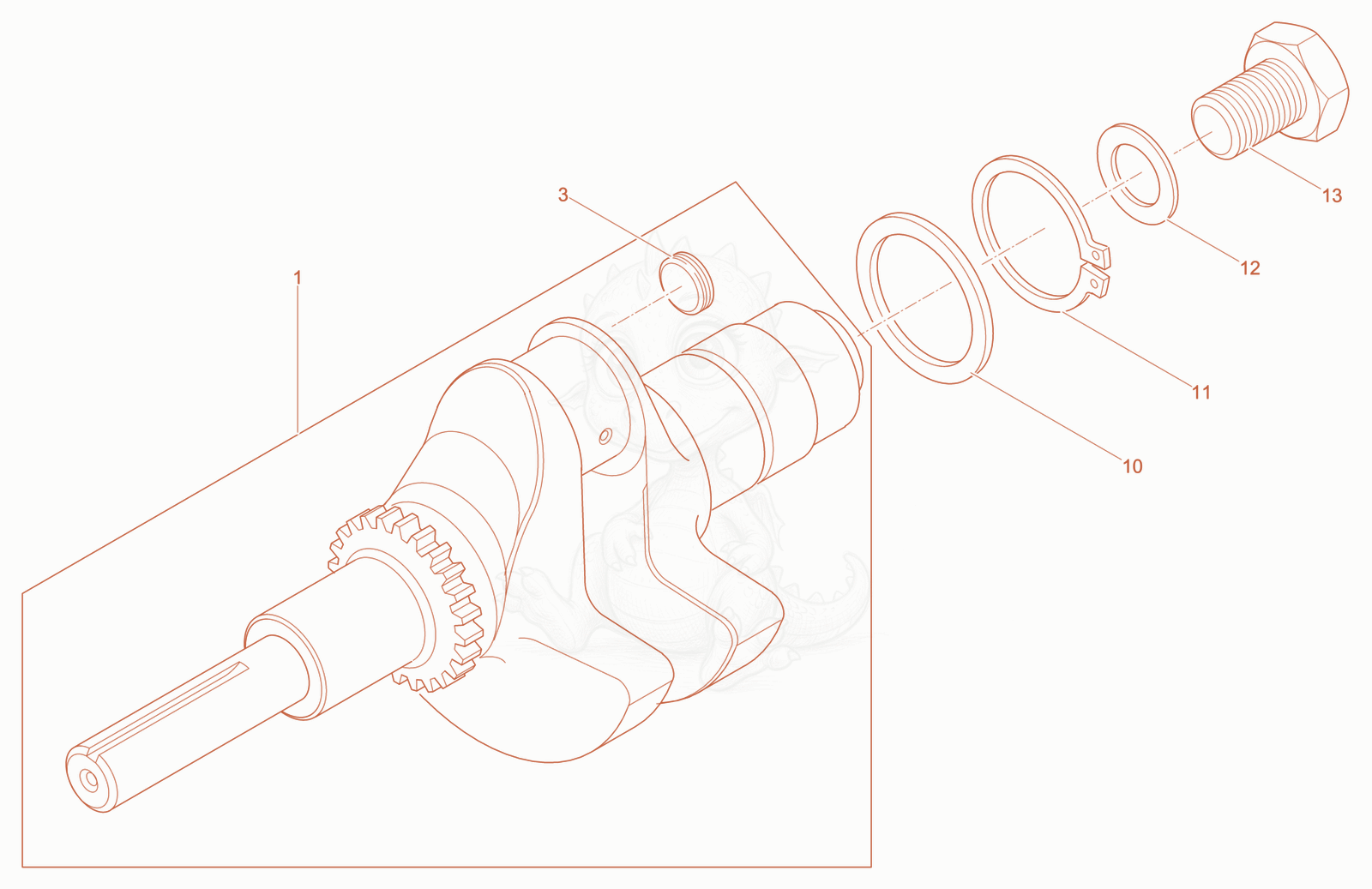 Exploded parts diagram of the Crankshaft of a Wacker Neuson DPU2550H, with numbered balloons