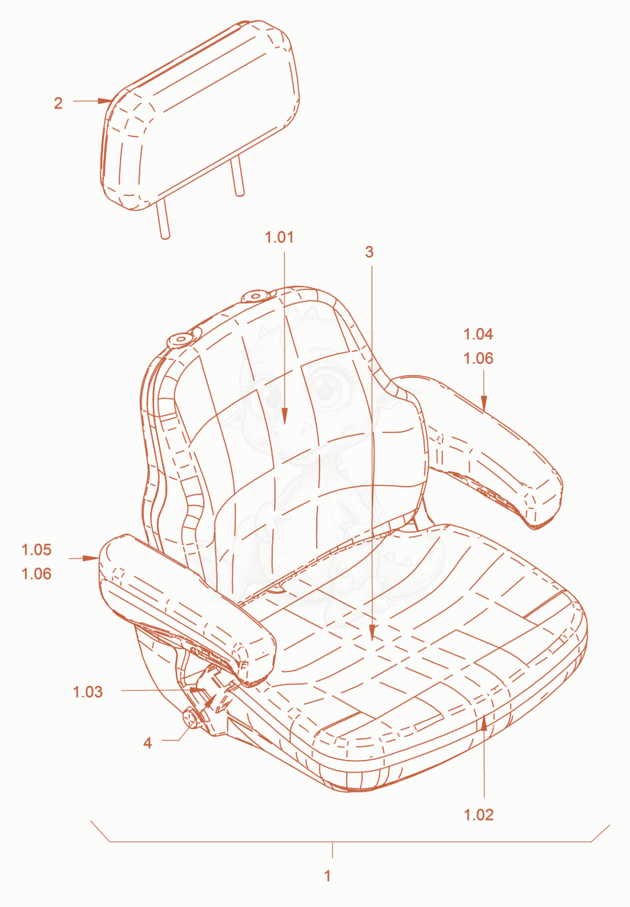 Exploded parts diagram of the Operator's Seat with Adjustment of a Wacker Neuson RC70VOUS, with numbered balloons