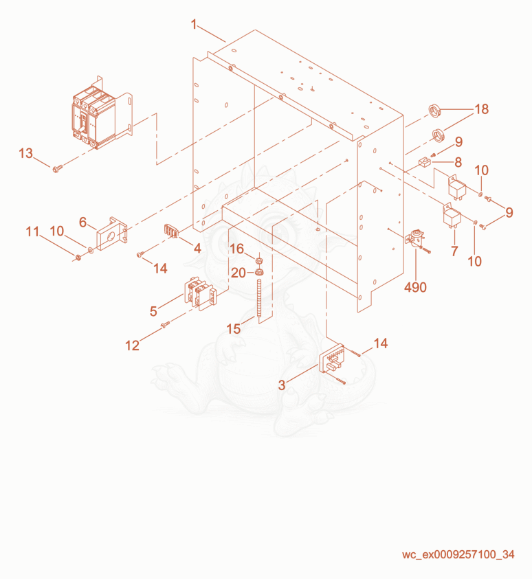 Exploded parts diagram of the Enclosure cpl. of a Wacker Neuson G25, with numbered balloons