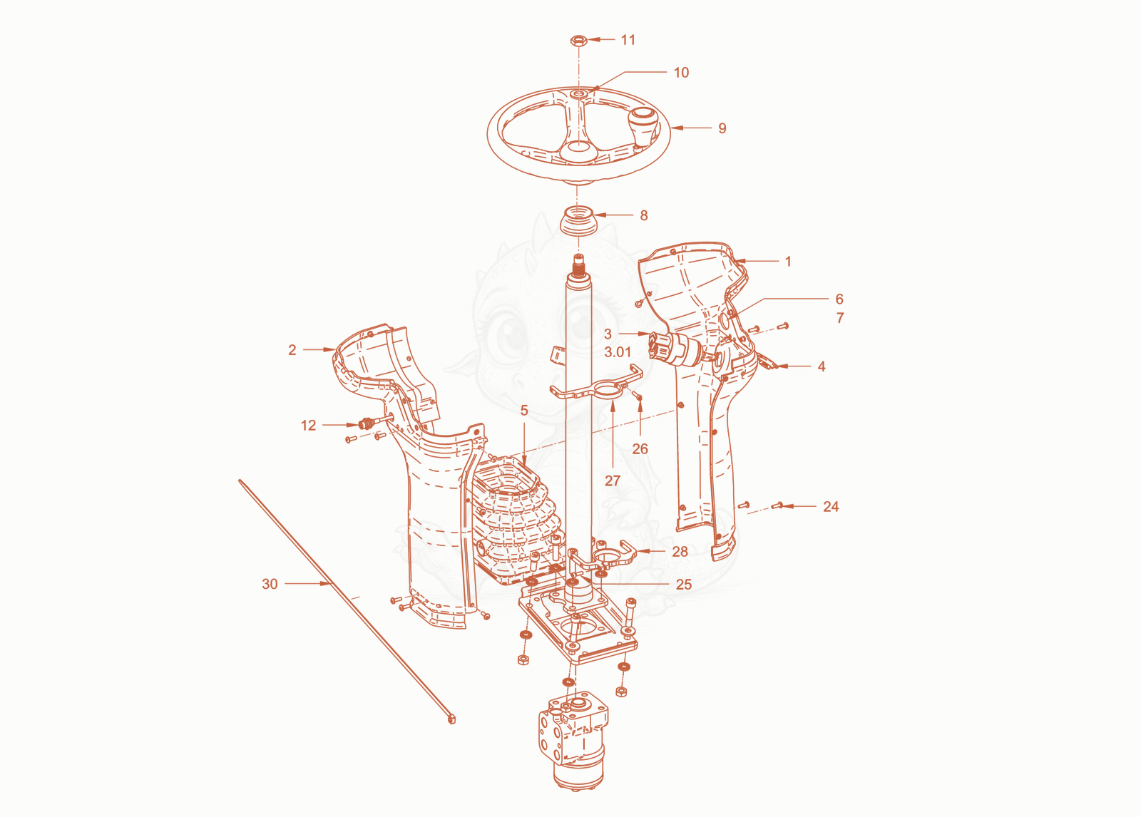 Exploded parts diagram of the canopies and covers of a Wacker Neuson RC50DPFCAB, with numbered balloons