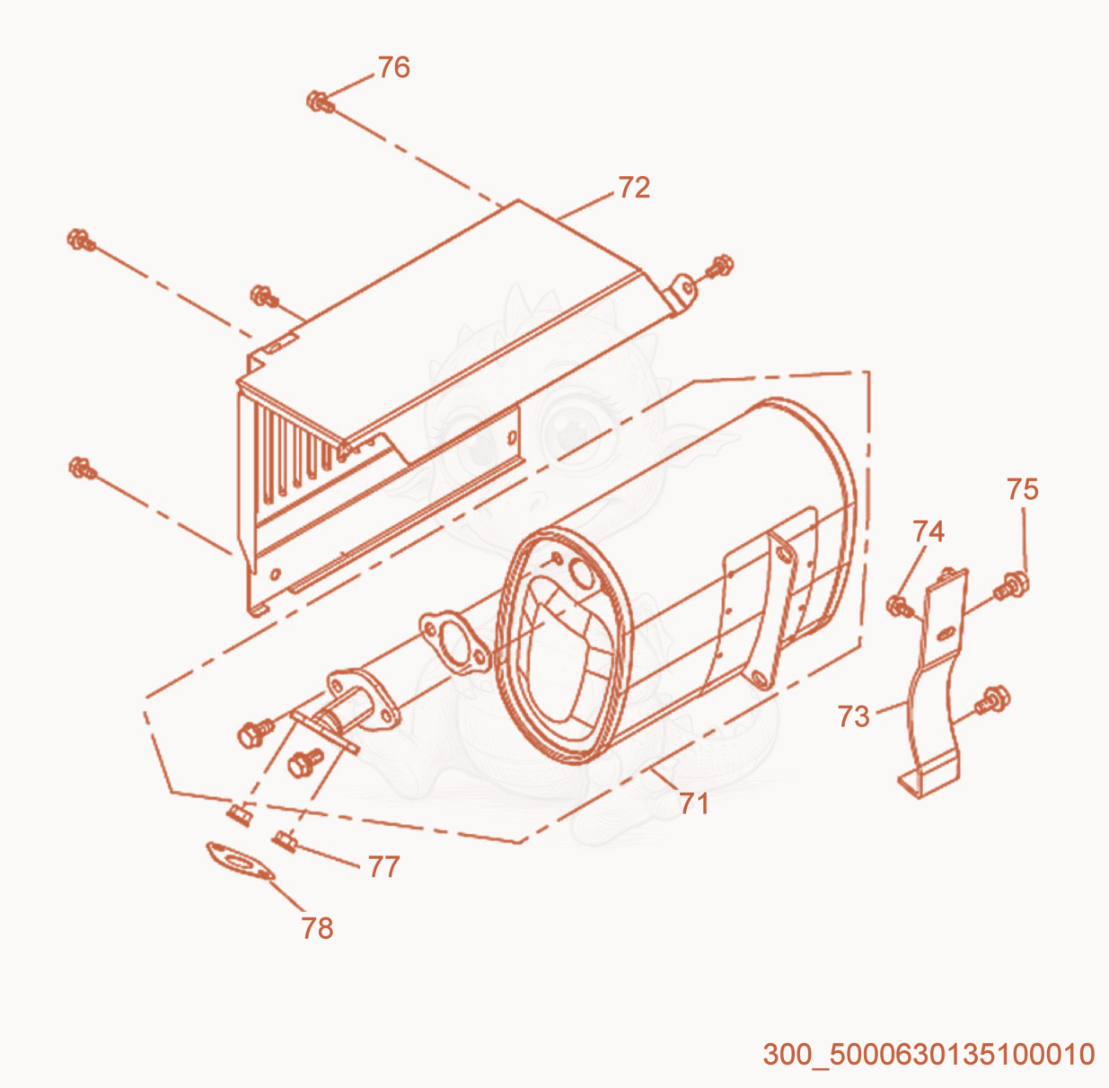 Exploded parts diagram of the Muffler of a Wacker Neuson ML240, with numbered balloons