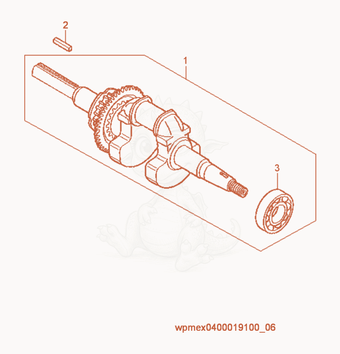 Despiece del Crankshaft de una máquina Wacker Neuson WP1030AW, con globos numerados