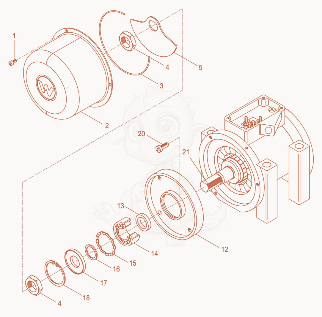 Exploded parts diagram of the External Vibrator cpl. of a Wacker Neuson AR53/3/230VARIO, with numbered balloons