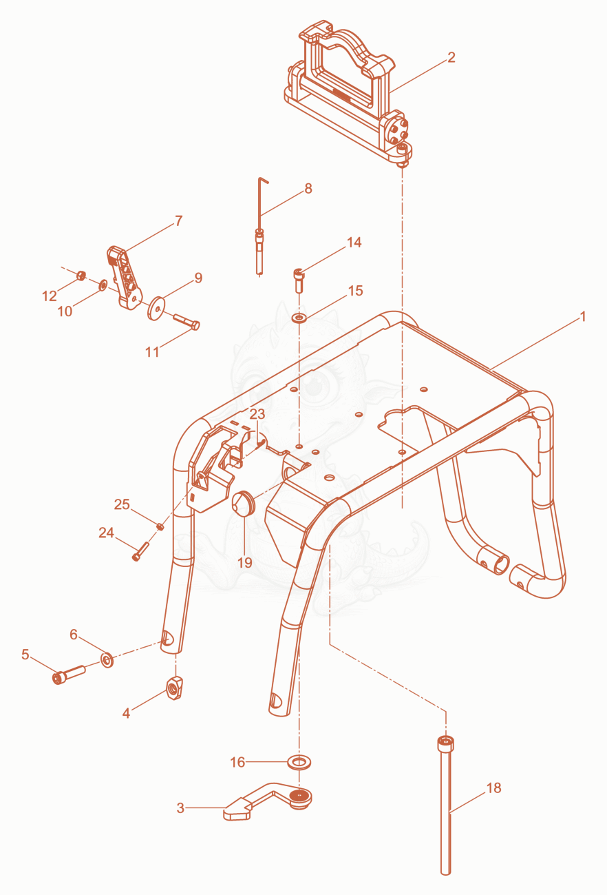 Despiece del Protective Frame cpl. de una máquina Wacker Neuson DPU2560H, con globos numerados