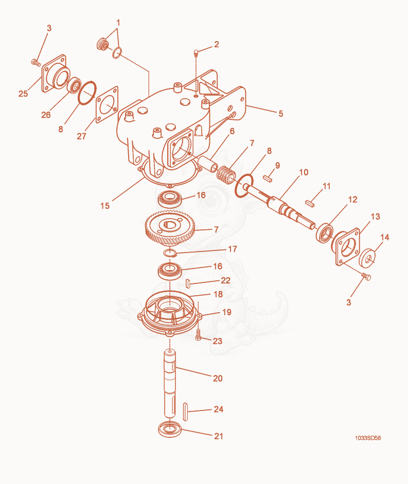 Exploded parts diagram of the Gearbox of a Wacker Neuson CT36ADP, with numbered balloons