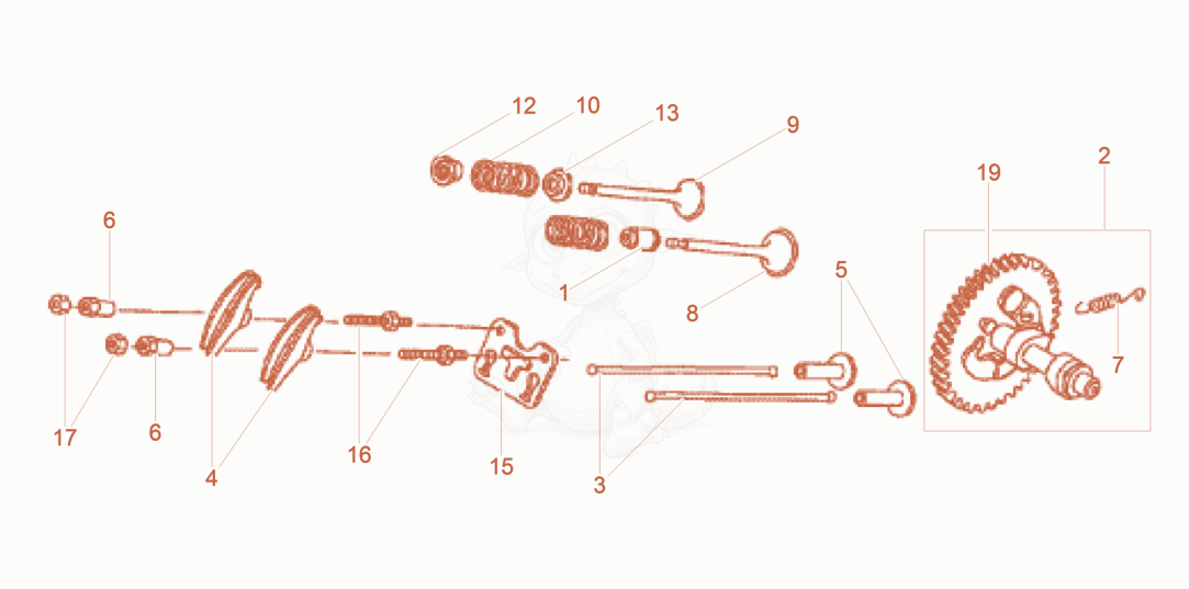 Exploded parts diagram of the Camshaft of a Wacker Neuson BPU3750ATS, with numbered balloons