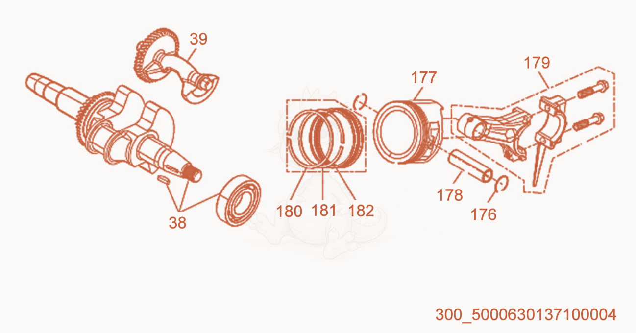 Exploded parts diagram of the Crankshaft/Piston of a Wacker Neuson ML440, with numbered balloons