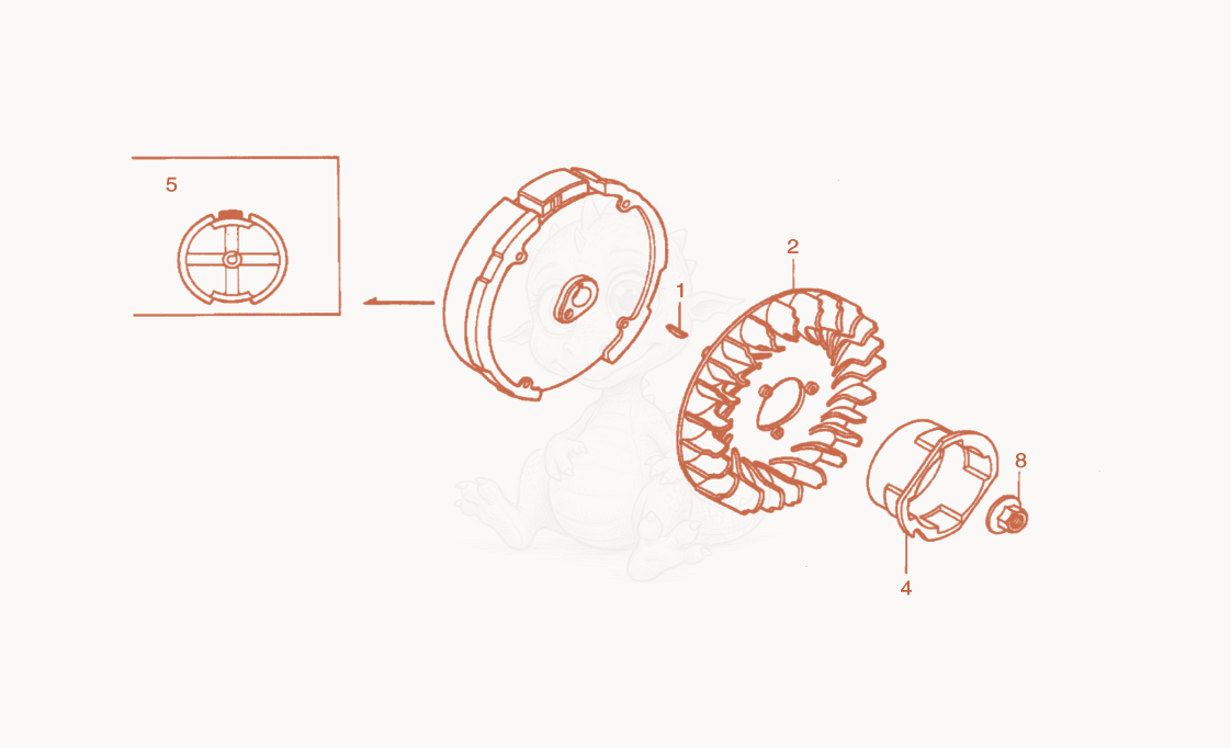 Exploded parts diagram of the Flywheel of a Wacker Neuson GV2500A, with numbered balloons