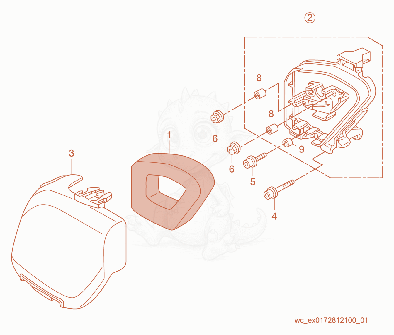 Exploded parts diagram of the Air Cleaner cpl. of a Wacker Neuson P35AEU, with numbered balloons