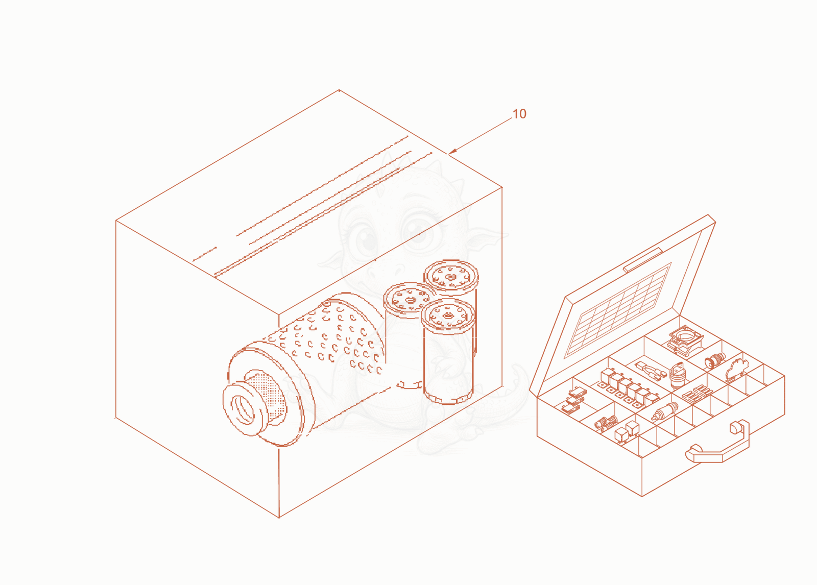 Exploded parts diagram of the maintenance kits and repair kits of a Wacker Neuson RC110CAB, with numbered balloons