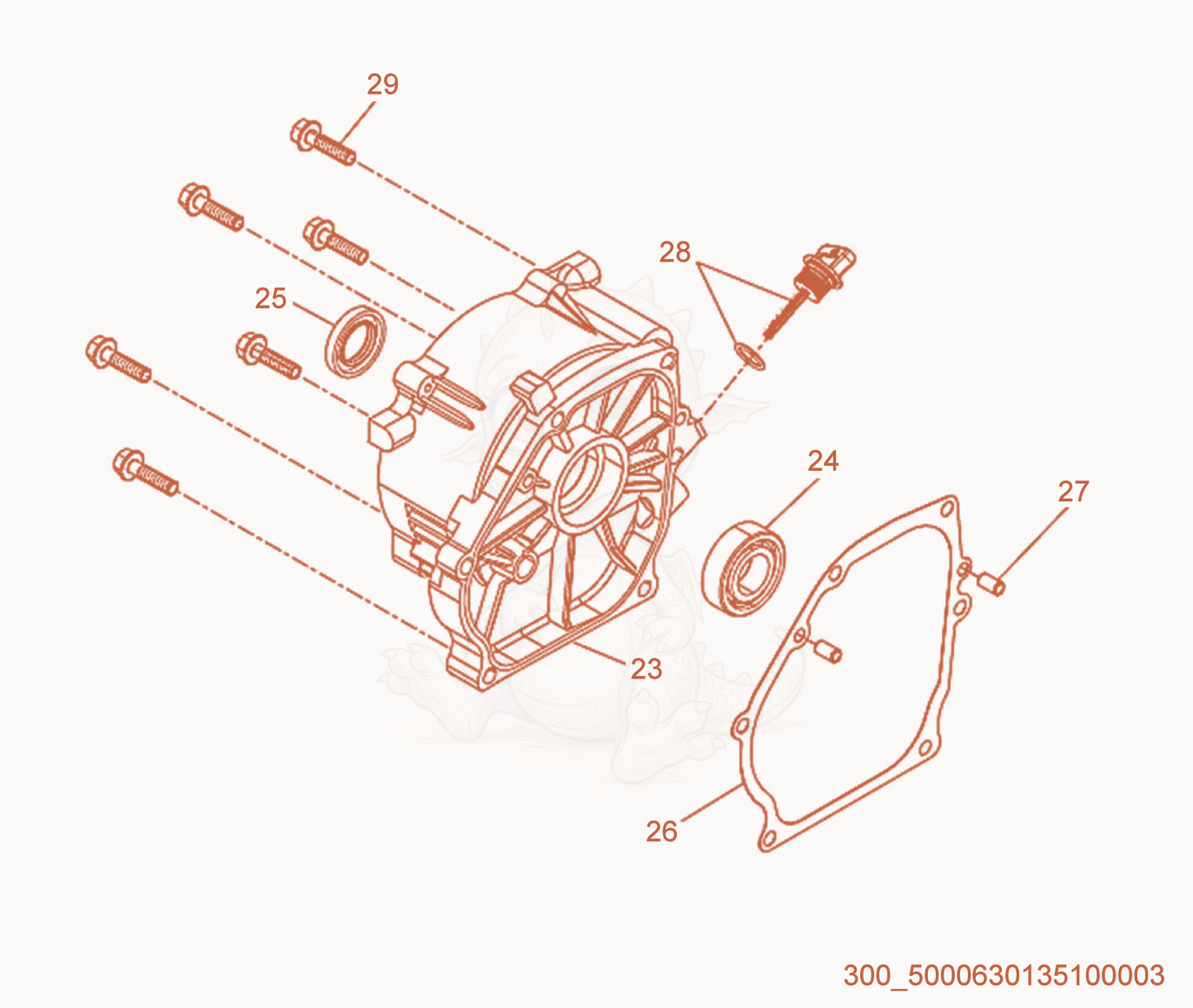 Exploded parts diagram of the Crankcase Cover of a Wacker Neuson ML240, with numbered balloons