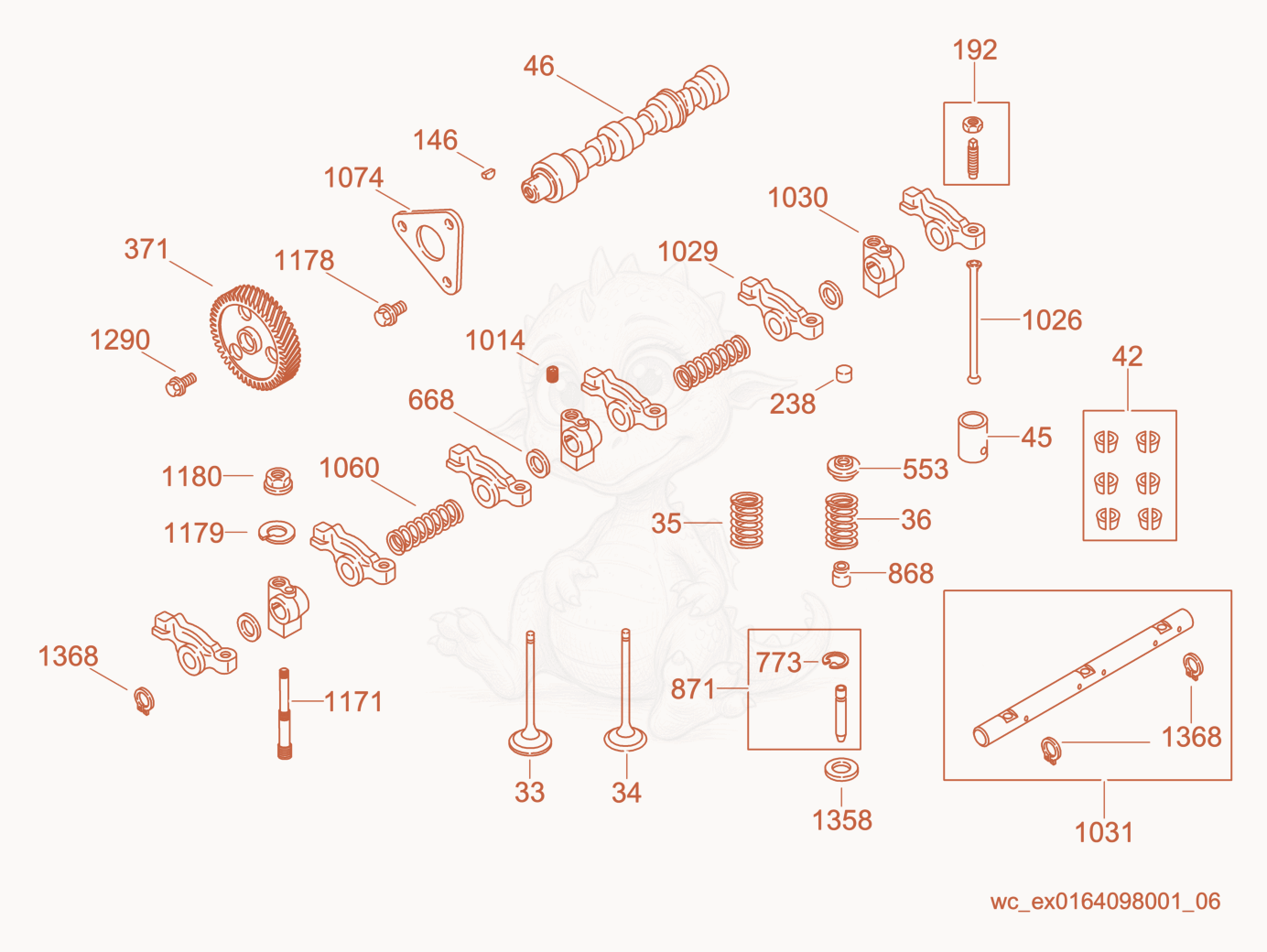 Exploded parts diagram of the Valve Assembly of a Wacker Neuson CRT48-34V, with numbered balloons