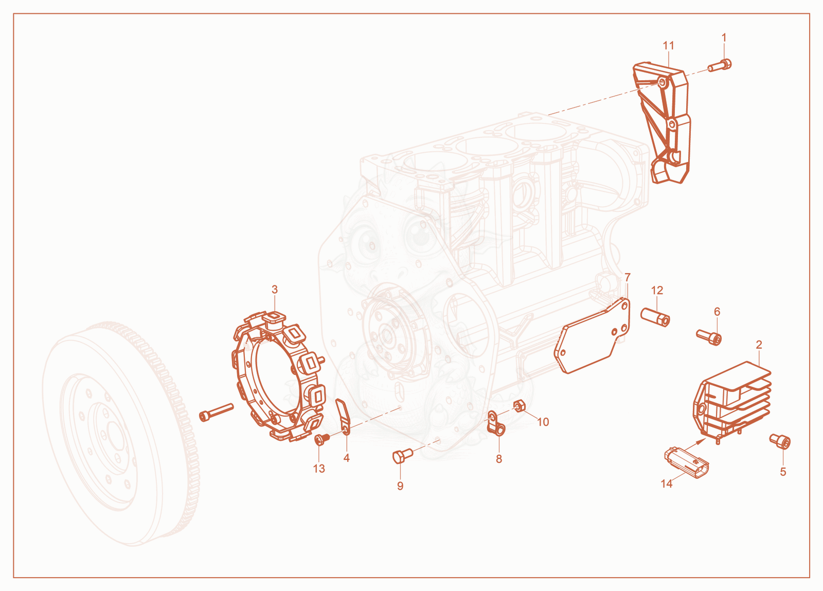 Exploded parts diagram of the Voltage Regulator of a Wacker Neuson RT-SC4, with numbered balloons