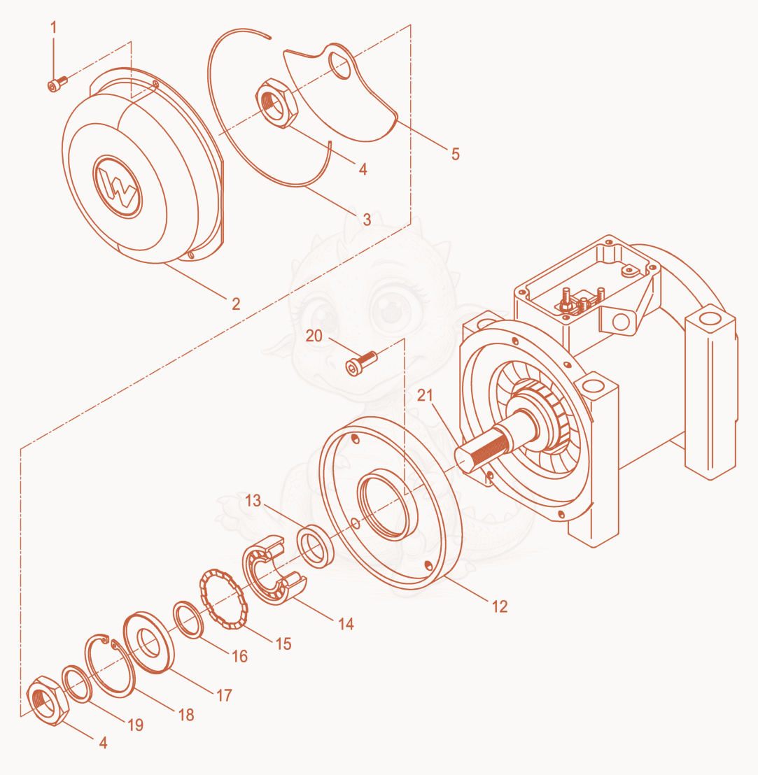 Exploded parts diagram of the External Vibrator cpl. of a Wacker Neuson AR54/7,2/046, with numbered balloons