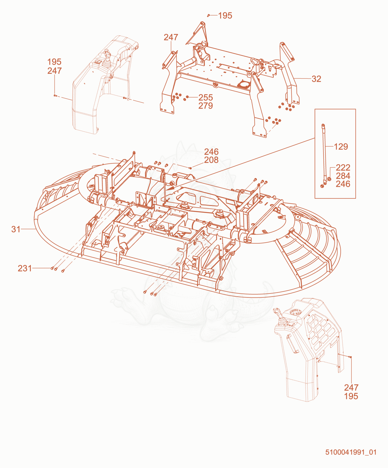 Exploded parts diagram of the Frame cpl. of a Wacker Neuson CRT60-74LX, with numbered balloons