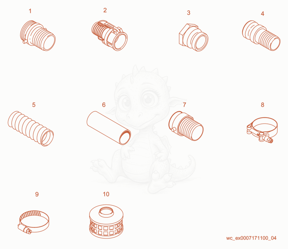 Exploded parts diagram of the Accessories of a Wacker Neuson PT3A, with numbered balloons