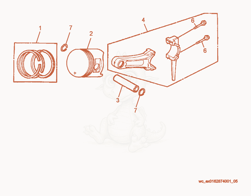 Exploded parts diagram of the Piston of a Wacker Neuson GPS6600A, with numbered balloons