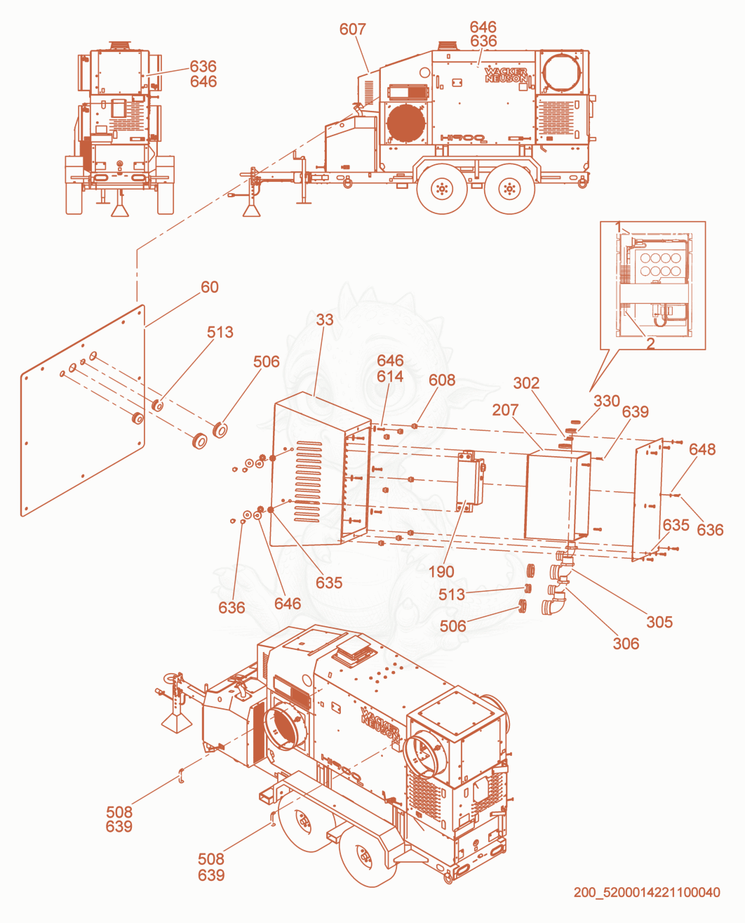 Exploded parts diagram of the VFD Module cpl. of a Wacker Neuson HI900DGM, with numbered balloons