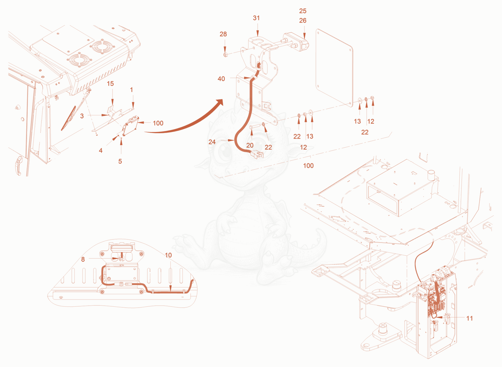 Exploded parts diagram of the homologation italy of a Wacker Neuson RC50P, with numbered balloons