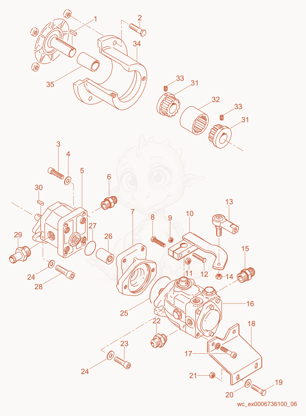 Exploded parts diagram of the Drive Pump Installation of a Wacker Neuson RD880V, with numbered balloons