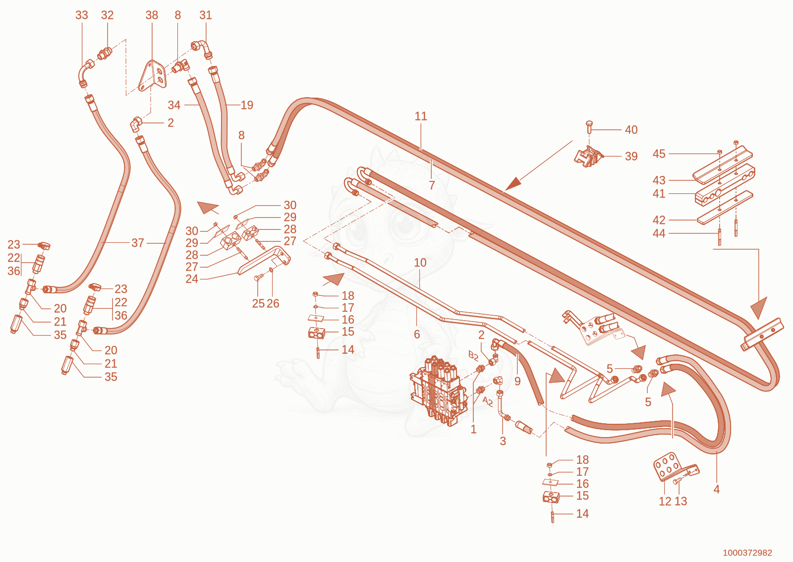 Exploded parts diagram of the 3. Quickhitch facility cycle of a Wacker Neuson TH735(415-16), with numbered balloons
