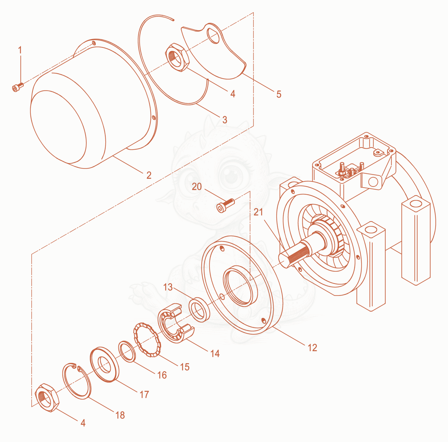 Exploded parts diagram of the External Vibrator cpl. of a Wacker Neuson AR53/7,2/046, with numbered balloons
