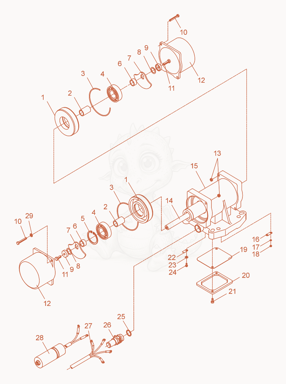 Exploded parts diagram of the External Vibrator cpl. of a Wacker Neuson AR3/2W/S, with numbered balloons