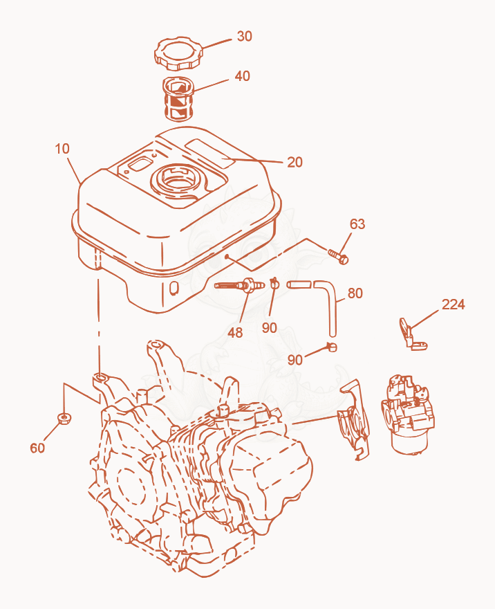 Exploded parts diagram of the Tank cpl. of a Wacker Neuson WP1550W, with numbered balloons
