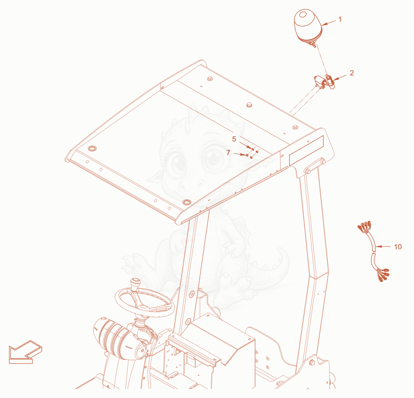 Exploded parts diagram of the rotary beacon of a Wacker Neuson RD24-100CE, with numbered balloons