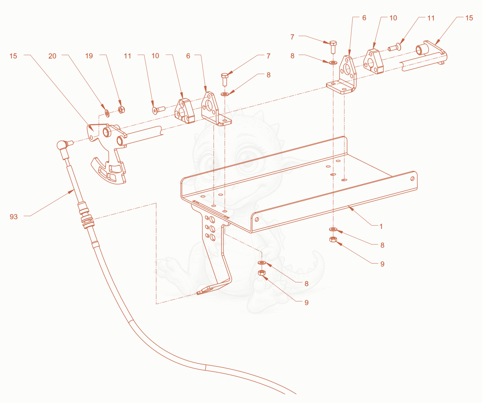 Exploded parts diagram of the Drive shifting of a Wacker Neuson RD40-130, with numbered balloons