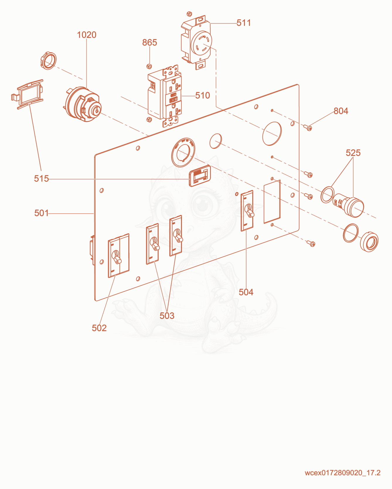 Exploded parts diagram of the Control Panel of a Wacker Neuson LTN6K, with numbered balloons