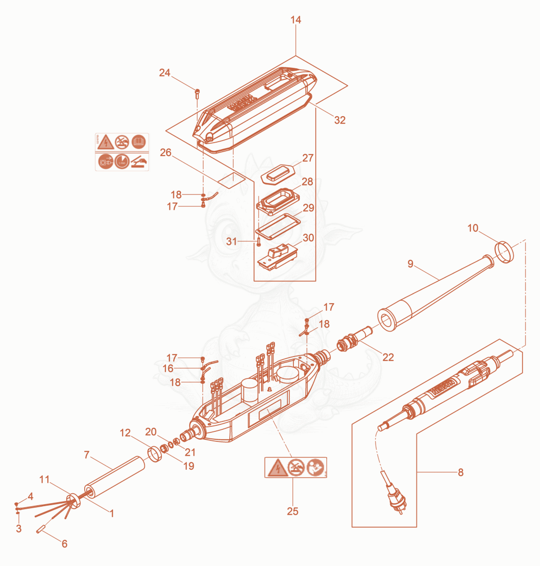 Exploded parts diagram of the Hose Connection cpl. of a Wacker Neuson IRFU45/2308M, with numbered balloons