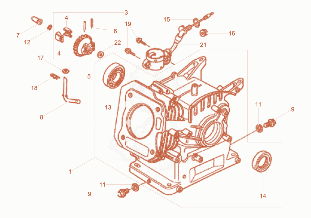 Exploded parts diagram of the Cylinder housing of a Wacker Neuson WPKMAT, with numbered balloons