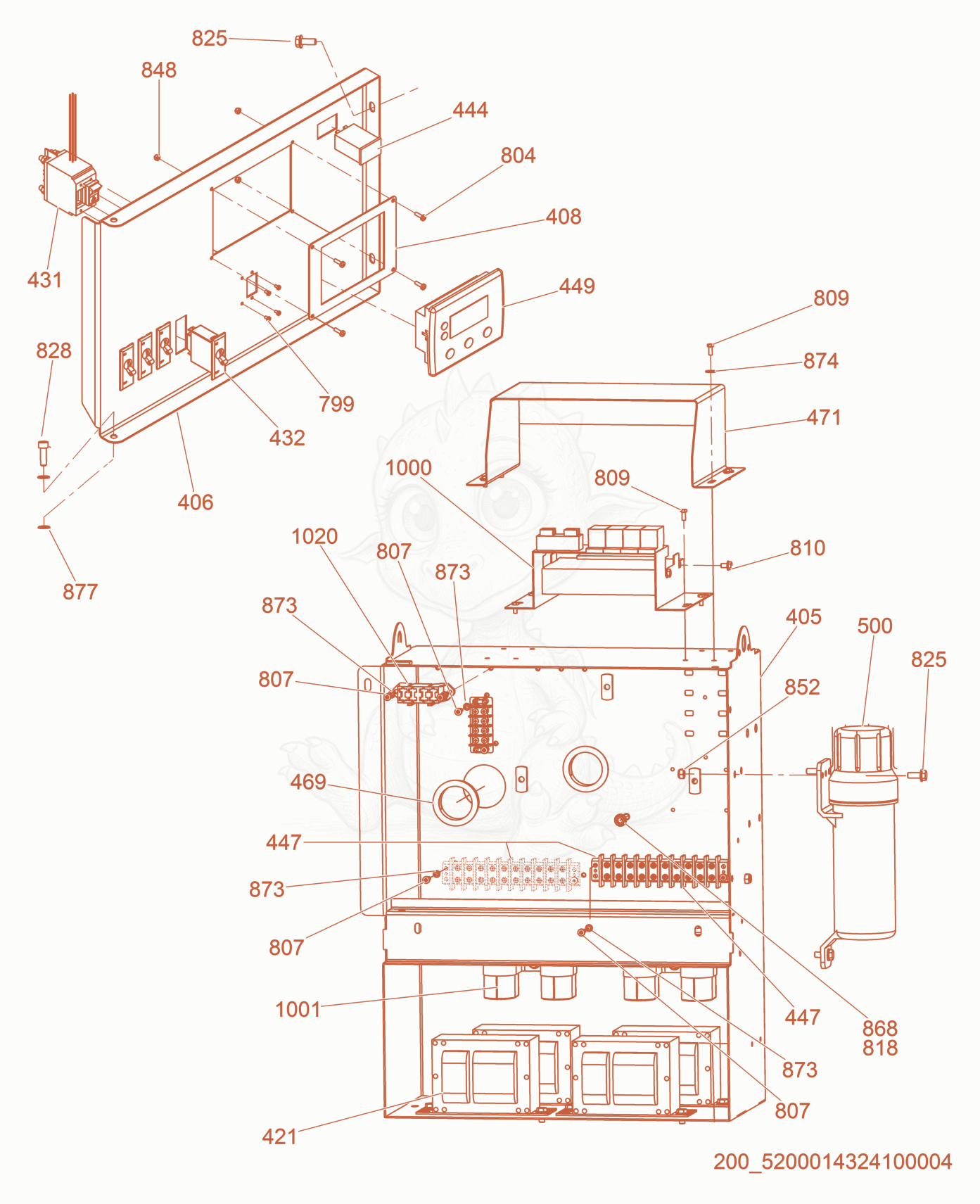 Exploded parts diagram of the Control Box of a Wacker Neuson LTW20Z1, with numbered balloons