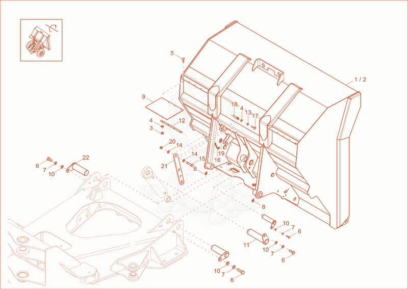 Exploded parts diagram of the skip of a Wacker Neuson DW60, with numbered balloons