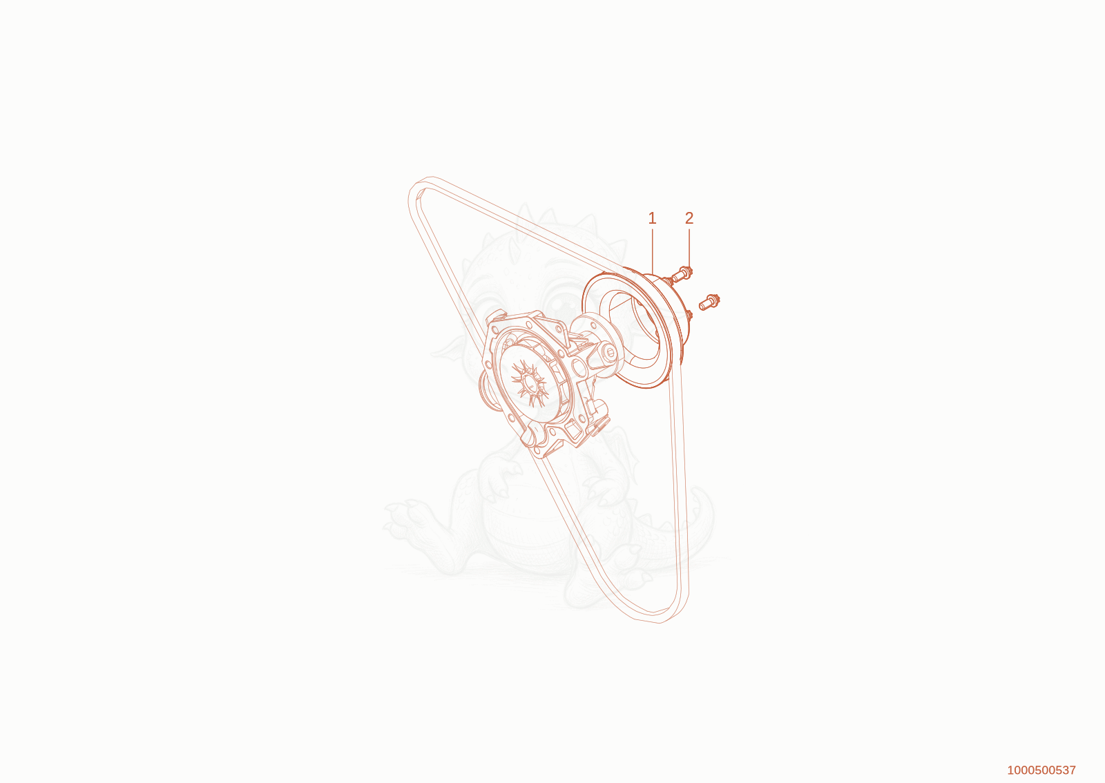 Despiece del belt pulley de una máquina Wacker Neuson TH740(415-37), con globos numerados
