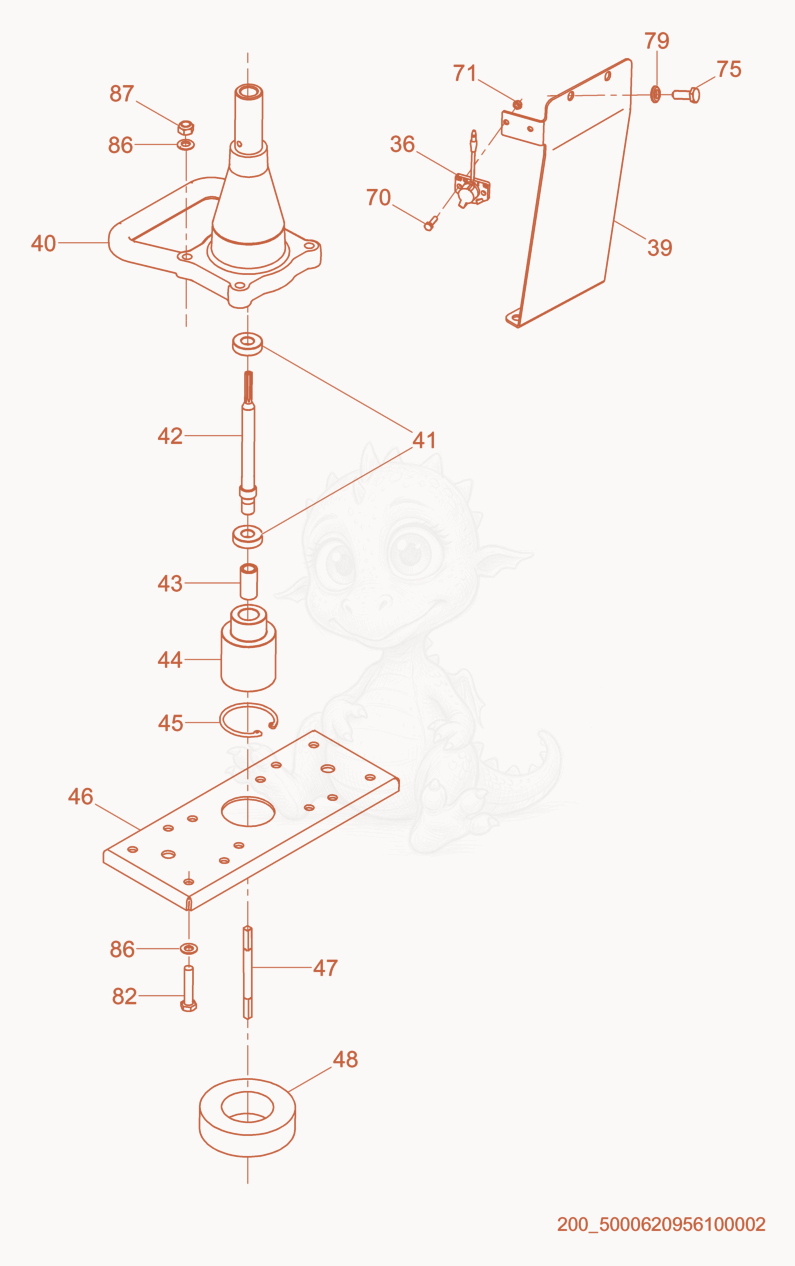 Exploded parts diagram of the Drive cpl. of a Wacker Neuson P35A, with numbered balloons