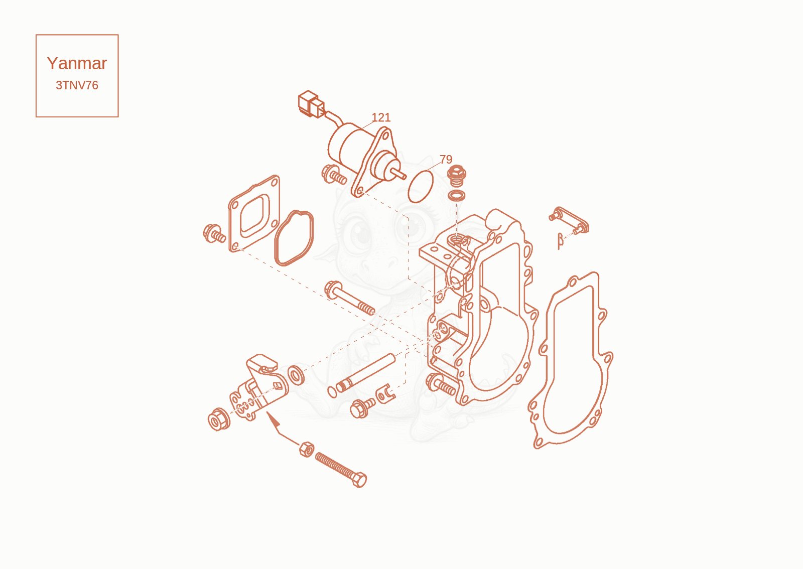 Exploded parts diagram of the rpm regulator of a Wacker Neuson DW20-2, with numbered balloons