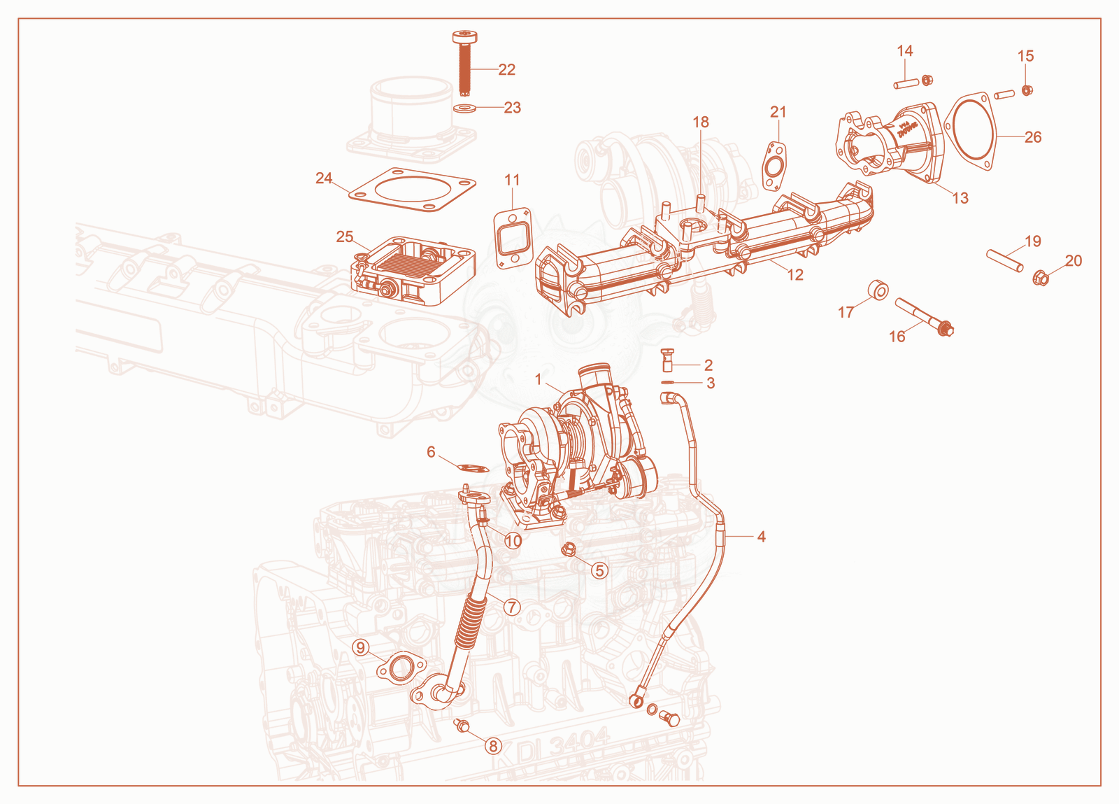 Exploded parts diagram of the Intake / Exhaust of a Wacker Neuson ST45, with numbered balloons