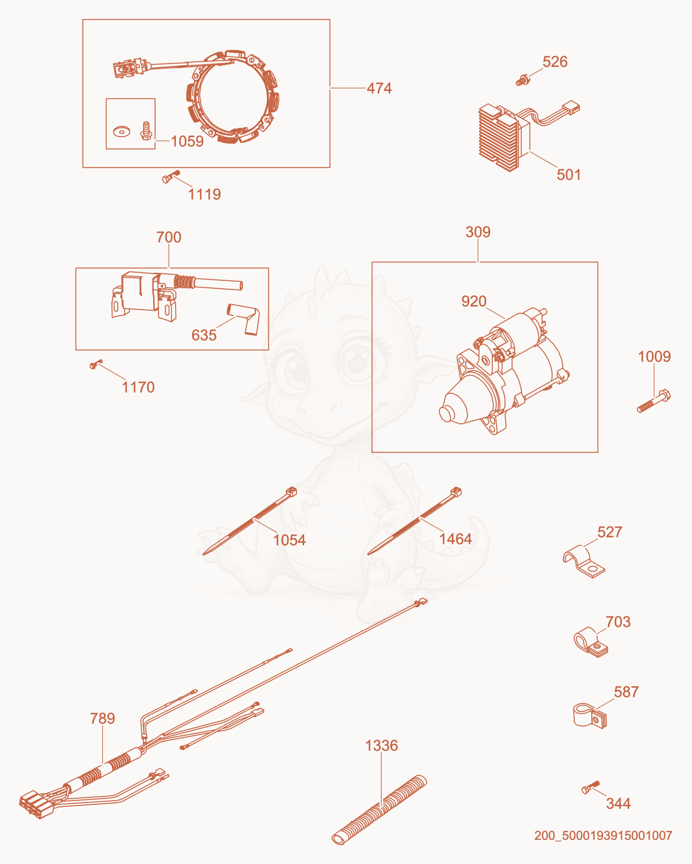 Exploded parts diagram of the Alternator of a Wacker Neuson CRT48-35VEU, with numbered balloons