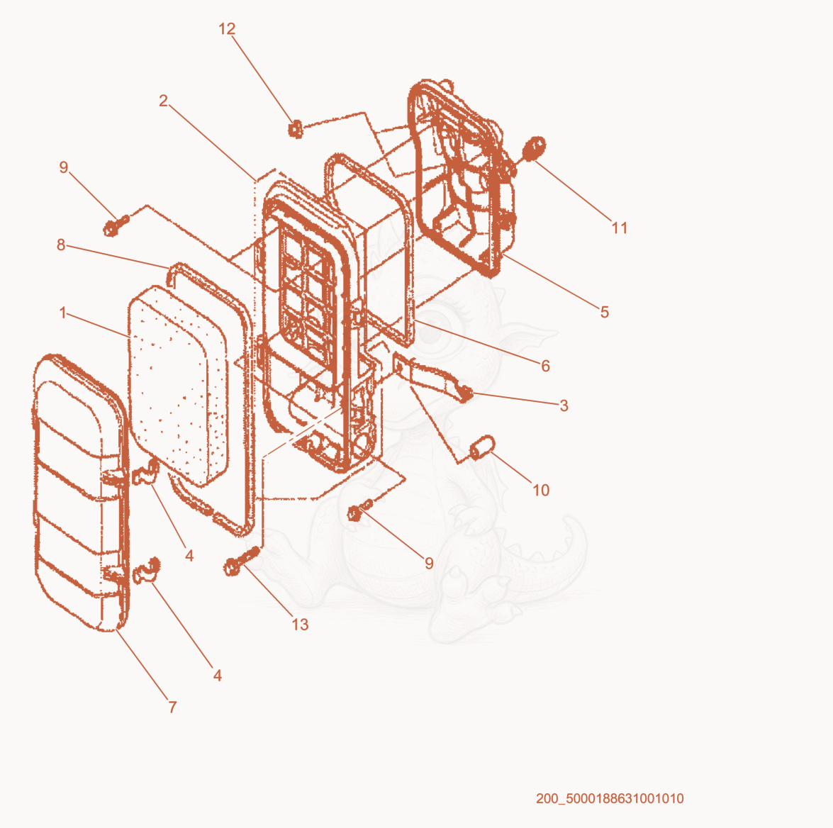 Exploded parts diagram of the Air Cleaner of a Wacker Neuson GP5600, with numbered balloons