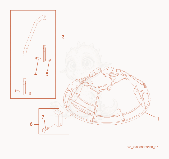 Despiece del Ring Guard/Accessories de una máquina Wacker Neuson CT30EDT, con globos numerados