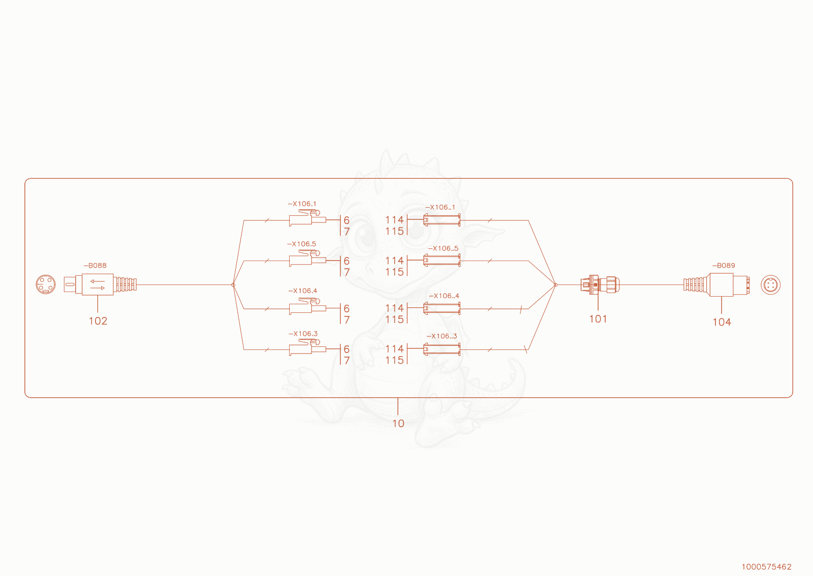 Exploded parts diagram of the wiring harness of a Wacker Neuson WL950(A05-01), with numbered balloons
