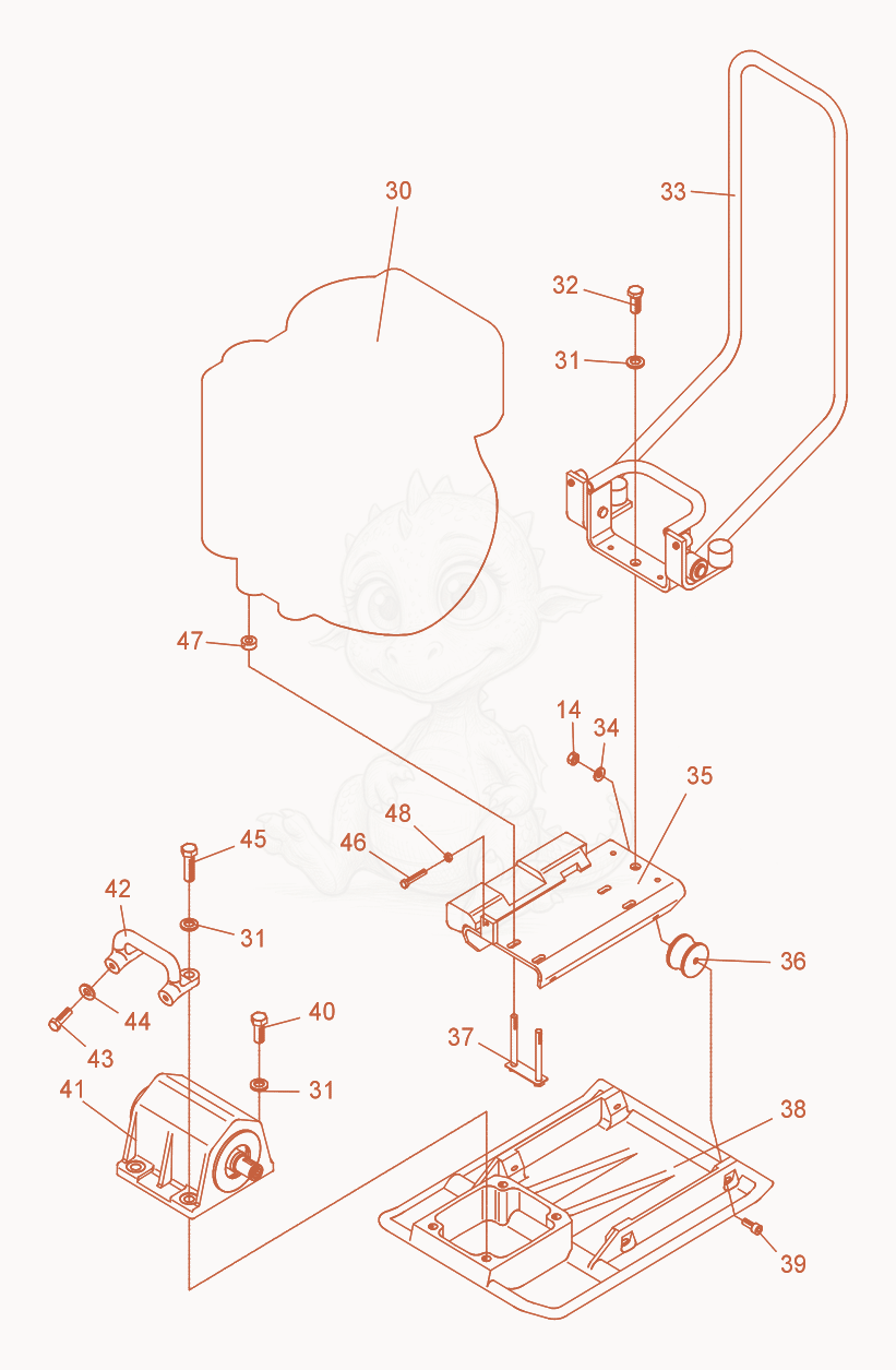 Exploded parts diagram of the Vibratory Plate cpl. of a Wacker Neuson DPS2040, with numbered balloons