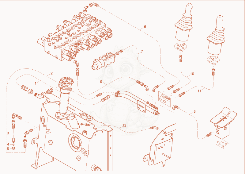 Exploded parts diagram of the TANK LINES of a Wacker Neuson 38Z3, with numbered balloons