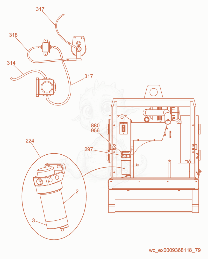 Exploded parts diagram of the Fuel/Water Separator of a Wacker Neuson G25, with numbered balloons
