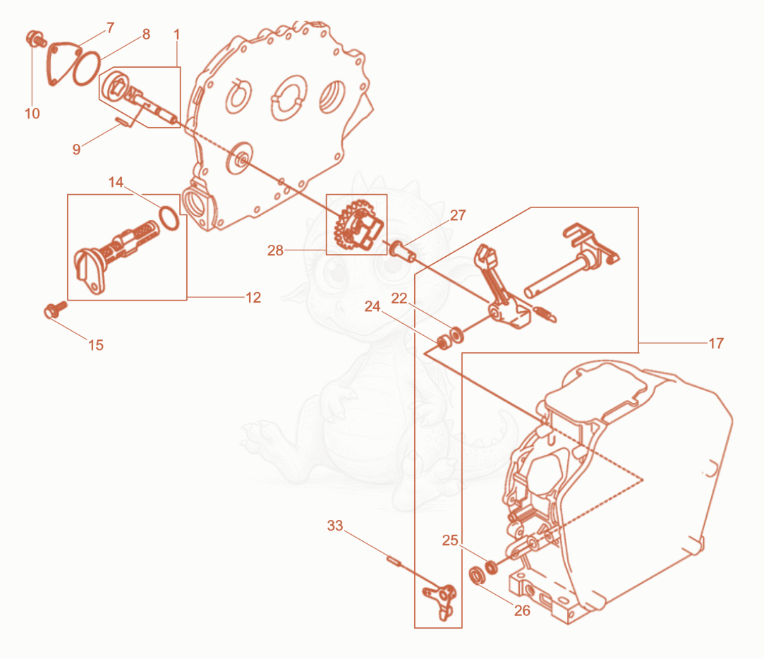 Exploded parts diagram of the Oil pump, Governor of a Wacker Neuson DS70Y13IN, with numbered balloons