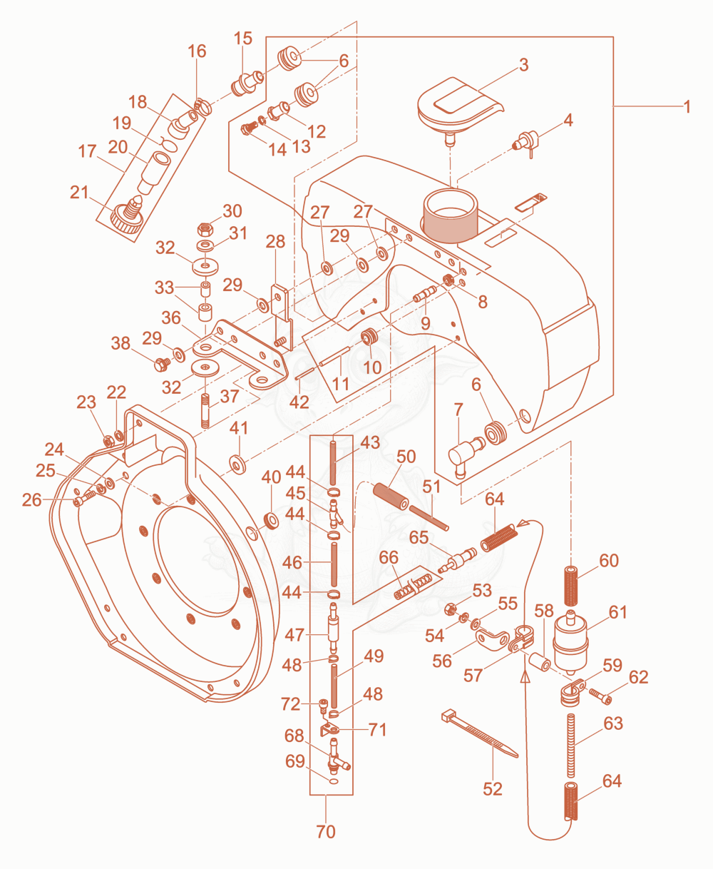 Exploded parts diagram of the Fuel of a Wacker Neuson XPUKMAT, with numbered balloons