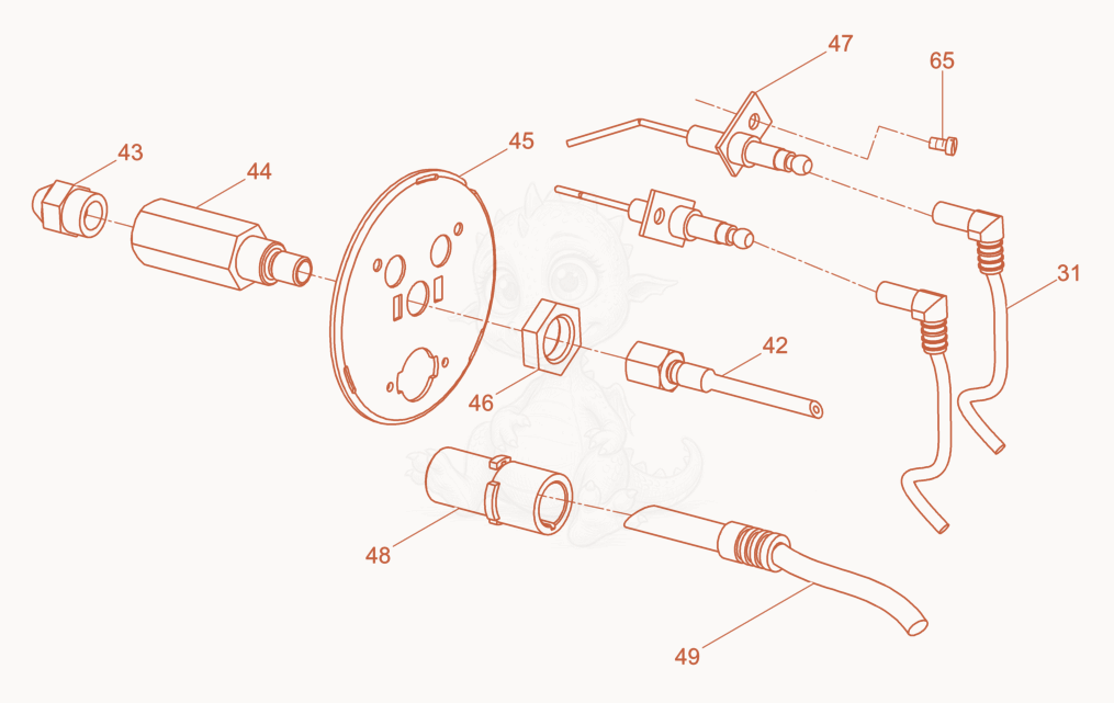 Exploded parts diagram of the Injector Holder cpl. of a Wacker Neuson HD21, with numbered balloons