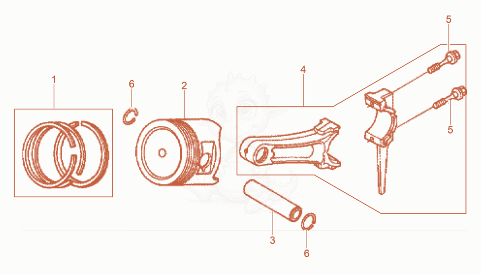 Exploded parts diagram of the Piston of a Wacker Neuson GV7003A, with numbered balloons